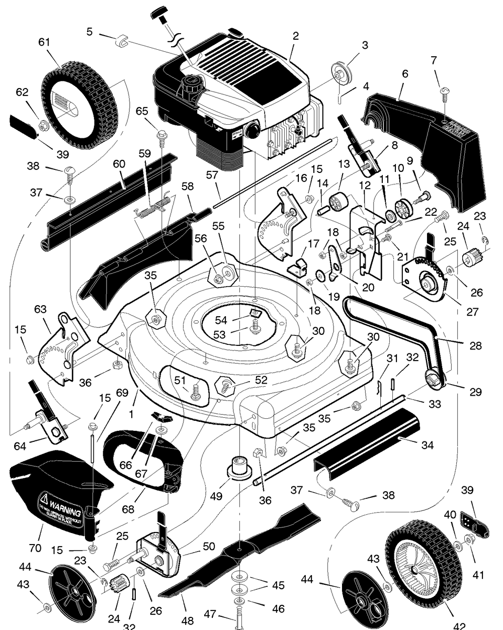 Mower Deck Assembly Diagram and Parts List for 20606X25A 1997 Briggs and Stratton Lawn Mower